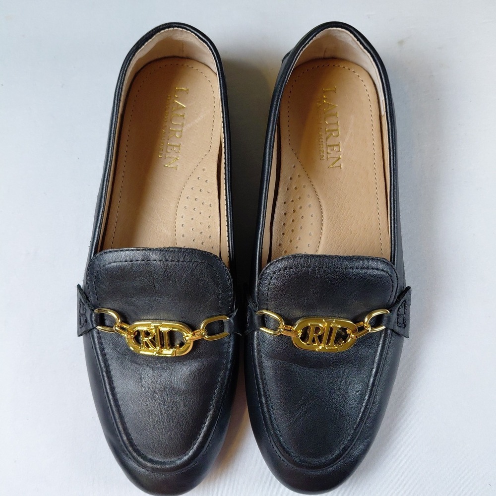 Ralph Lauren Averi Leather  Loafer Flats Size 5.5 LRL Buckle Bit Shoes